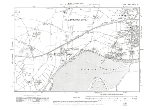 St Lawrence, Pegwell, Cliffsend, old map Kent 1908: 37NE