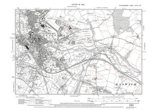 Stafford, Weeping Cross, old map Staffs 1925: 37SE