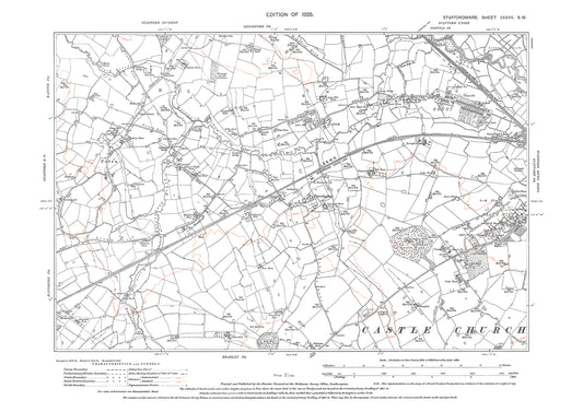 Bean's Hill, Doxey, Derrington, old map Staffs 1925: 37SW