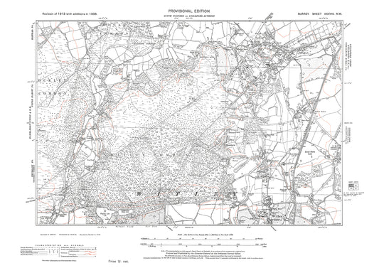 Witley (north), Witley Common, Milford old map Surrey 1938: 38NW
