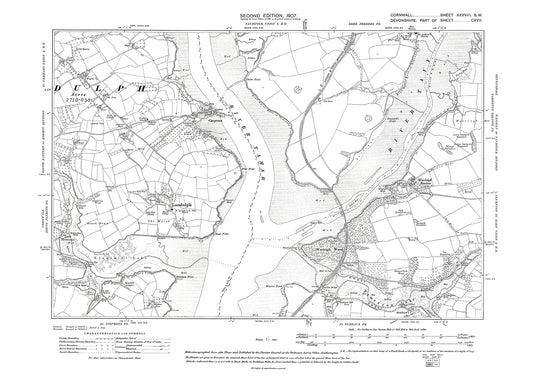 Landulph, Cargreen, old map Cornwall 1907: 38SW