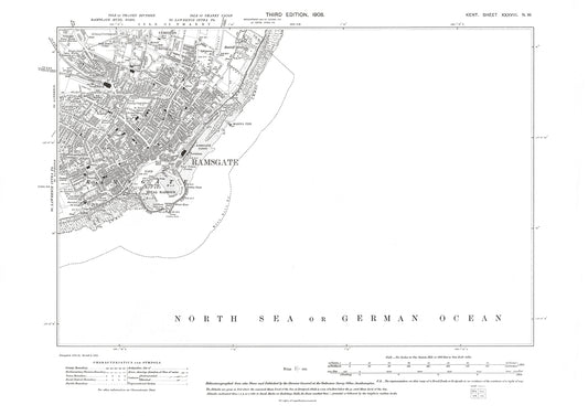 Ramsgate, old map Kent 1908: 38NW