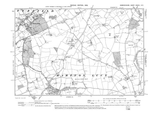 Snitterfield, Alveston (north), old map Warwickshire 1906: 38SE