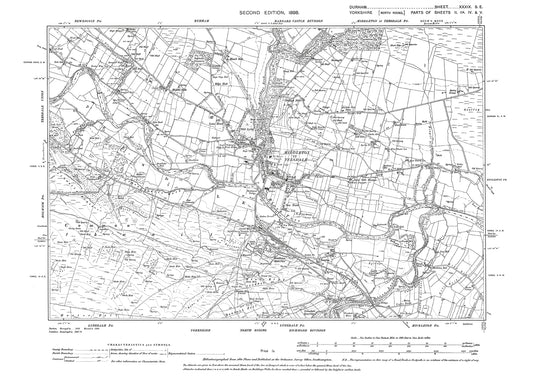 Old OS map dated 1898, showing Middleton in Teesdale in Durham - 39SE