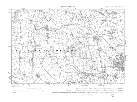Old OS map dated 1900, showing Belper (west), Blackbrook in Derbyshire 39SE