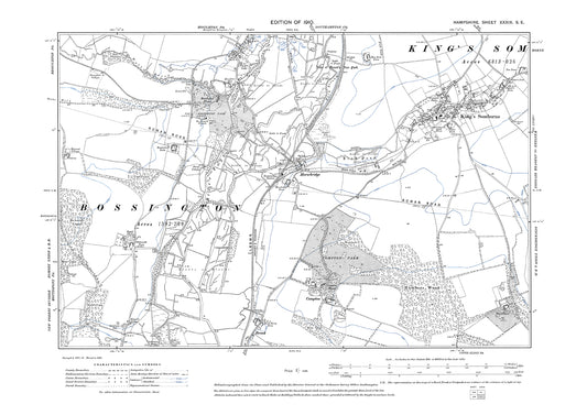 Old OS map dated 1910, showing Kings Somborne, Horsebridge in Hampshire - 39SE