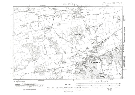 Westerham, old map Kent 1909: 39NW