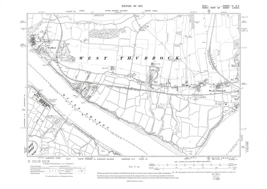Purfleet, West Thurrock, old map Kent 1910: 3SE