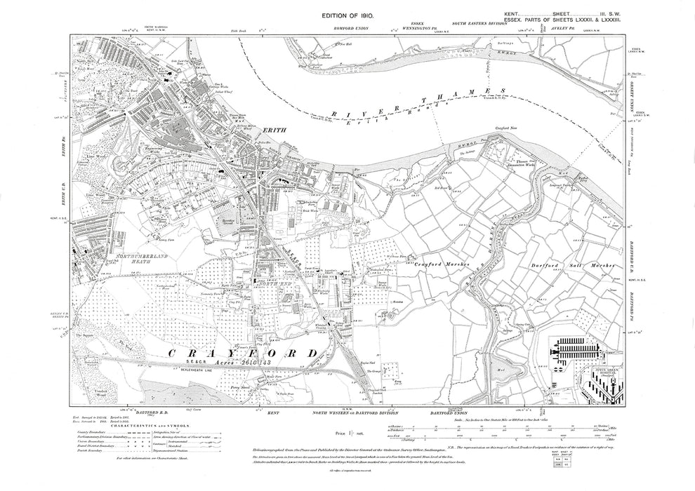 Postcode Map Erith Erith, old map Kent 1910: 3SW – Old Map Downloads
