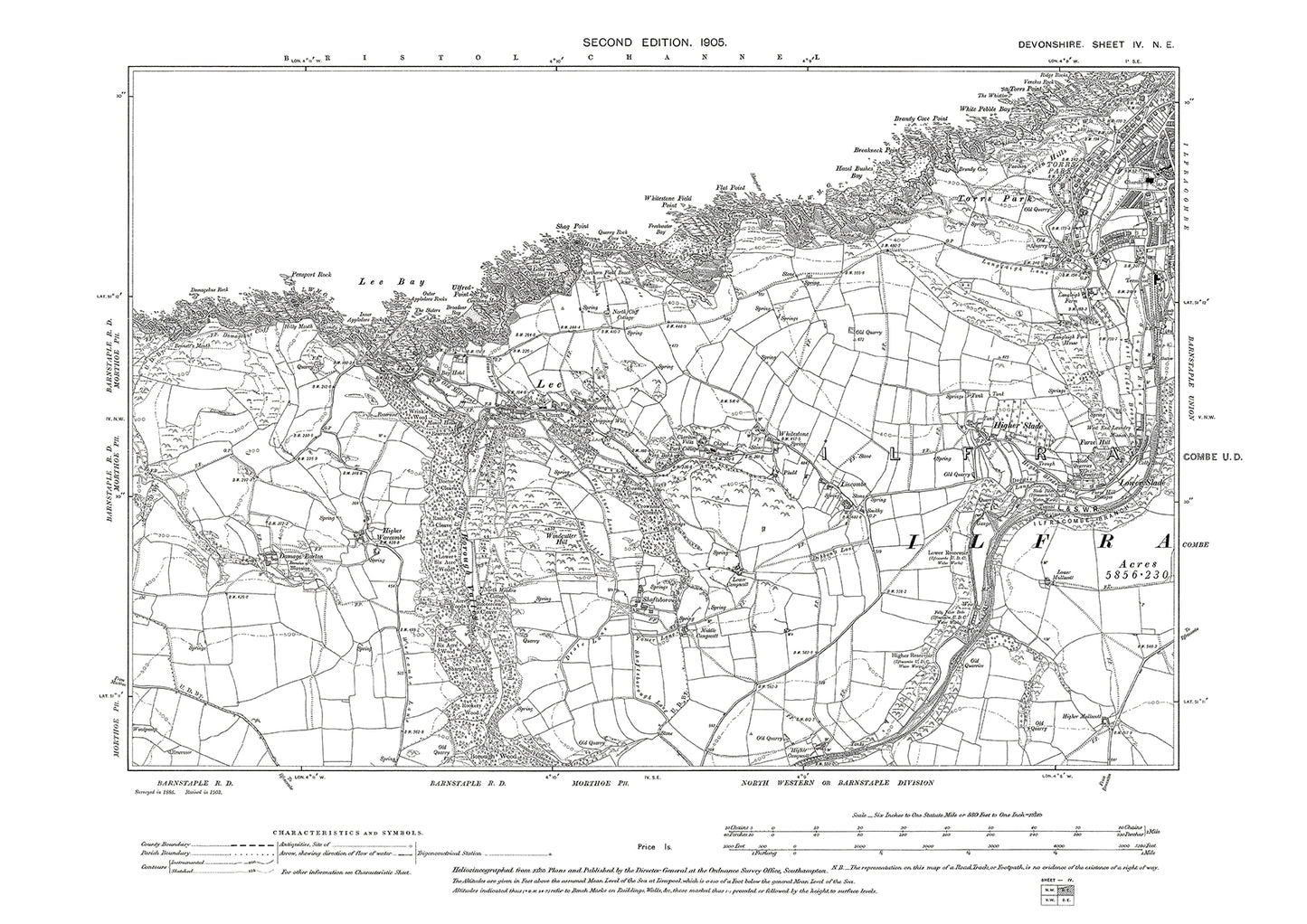 Ilfracombe (west), Lee, Old Map Devon 1905: 4NE