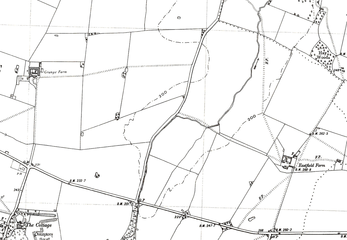 A 1950 map showing Upper Dean, Swineshead, Melchbourne, Yielden (east), (Bedfordshire 4NE)