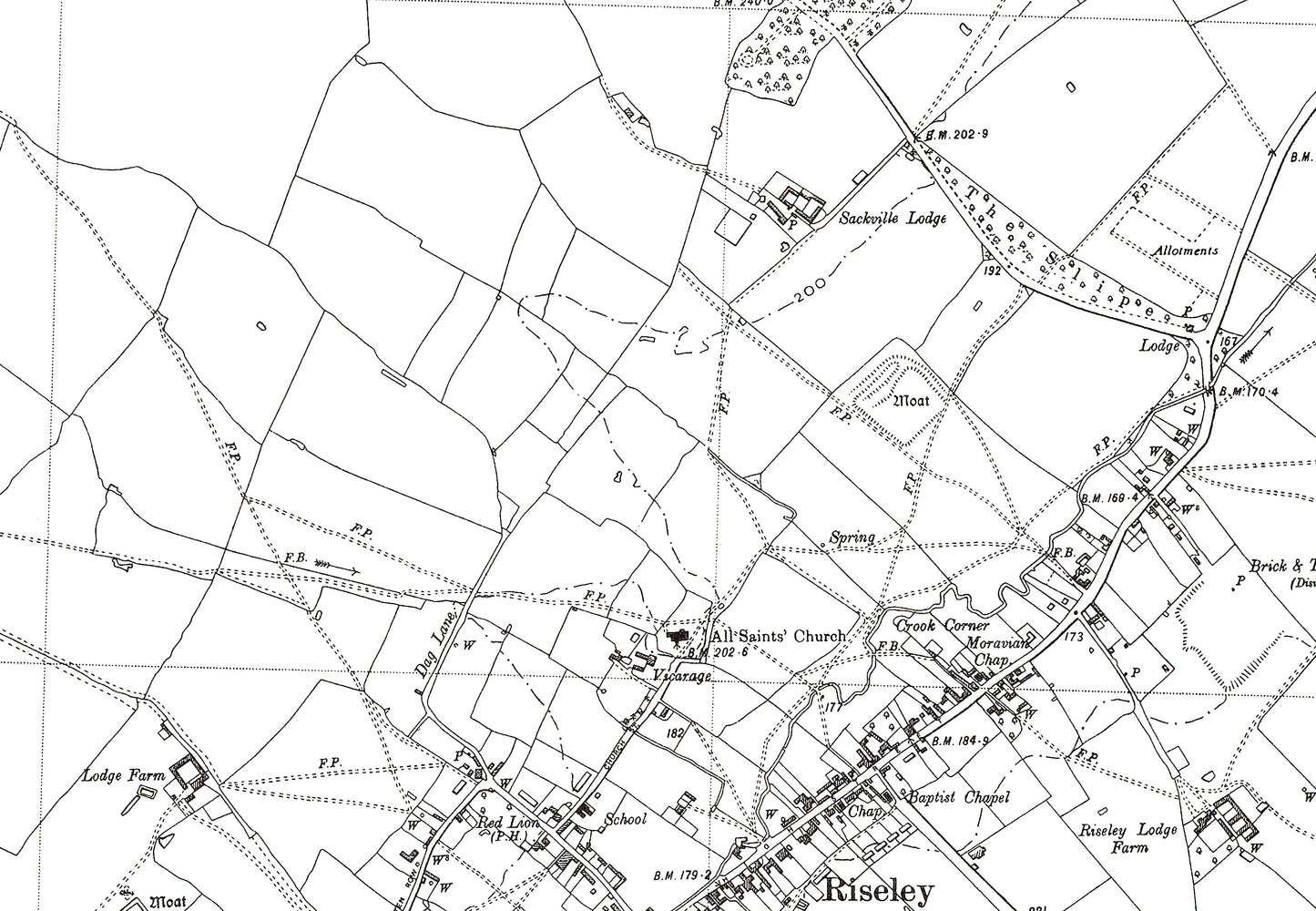 A 1950 map showing Riseley in Bedfordshire - A Digital Download 0f OS 1:10560 scale map, Beds 4SE