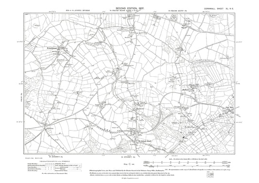 Trebudannon, Trevarren, Ruthvoes, St Columb Road, Toldish, old map Cornwall 1907: 40NE