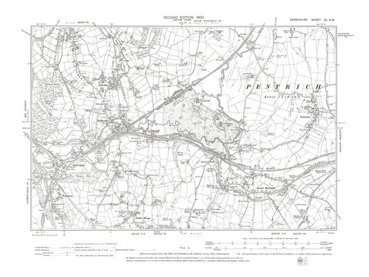 Old OS map dated 1900, showing Nether Heage, Pentrich in Derbyshire 40NW