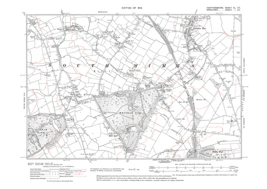 Old OS map dated 1919, showing Potters Bar in Hertfordshire - 40SE