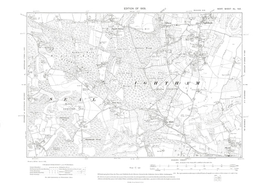 Ightham, Ivy Hatch, old map Kent 1909: 40NE