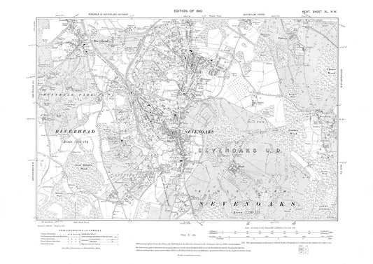 Sevenoaks, old map Kent 1910: 40NW