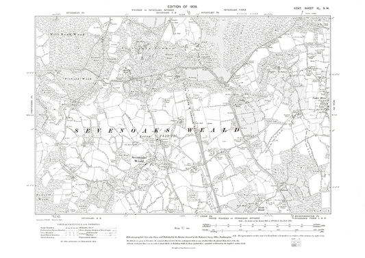 Sevenoaks Weald, old map Kent 1909: 40SW