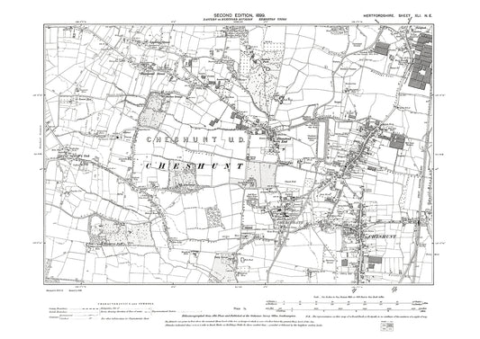Old OS map dated 1920, showing Cheshunt, Flamstead End, Turnford in Hertfordshire - 41NE