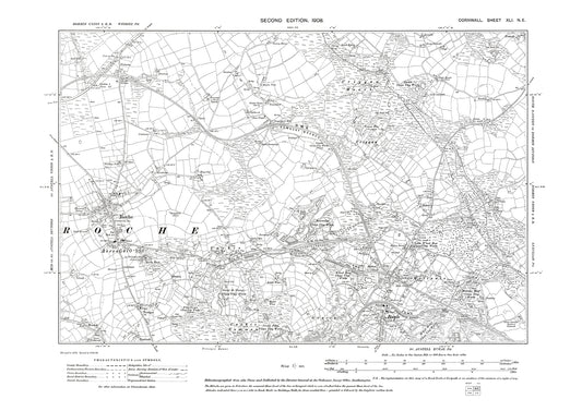 Roche, Bugle, old map Cornwall 1908: 41NE