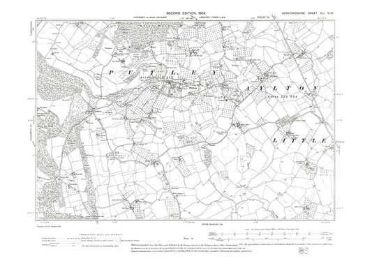 Old OS map dated 1905, showing Putley in Herefordshire - 41NW