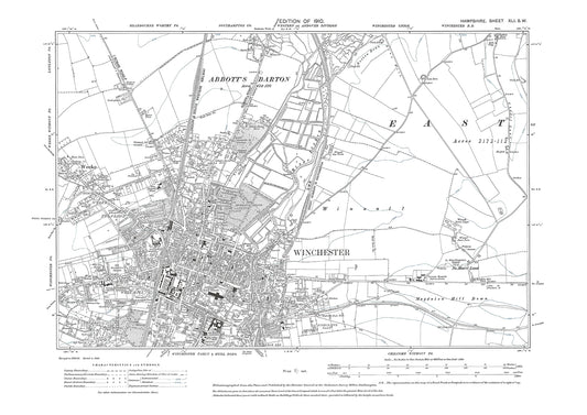 Old OS map dated 1910, showing Winchester, Weeke in Hampshire - 41SW