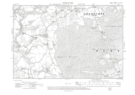 Brasted, Crouch Leybourne (south), old map Kent 1909: 41NW
