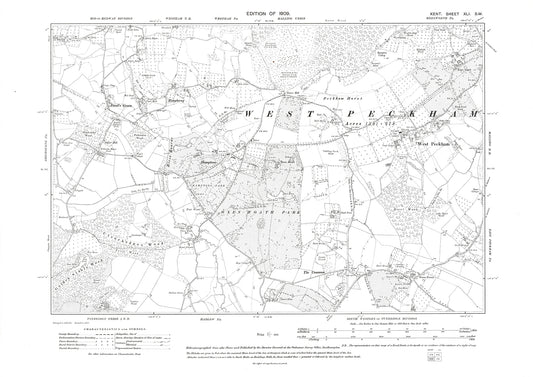 West Peckham, Dunks Green, old map Kent 1909: 41SW