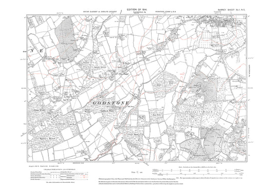 Lingfield (south), New Chapel, Frogit Heath old map Surrey 1914: 42NE