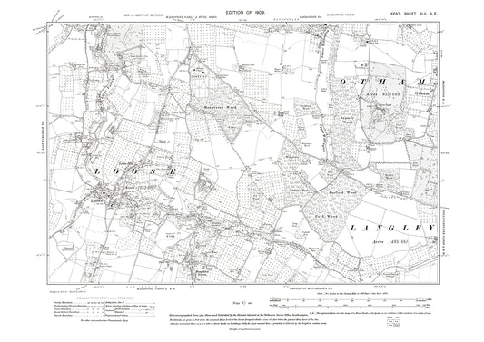 Loose, Otham, old map Kent 1909: 42SE