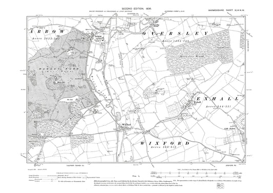 Arrow, Wixford, Exhall, old map Warwickshire 1906: 43NW