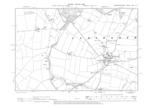 Old OS map dated 1903, showing Aldsworth in Gloucestershire - 44NE