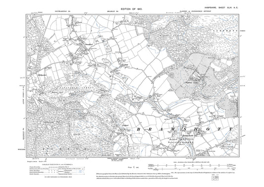 Old OS map dated 1910, showing Bramshott, Standford in Hampshire - 44NE