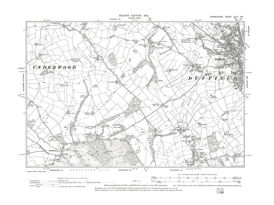 Old OS map dated 1900, showing Duffield, Quarndon (north) in Derbyshire 44SE