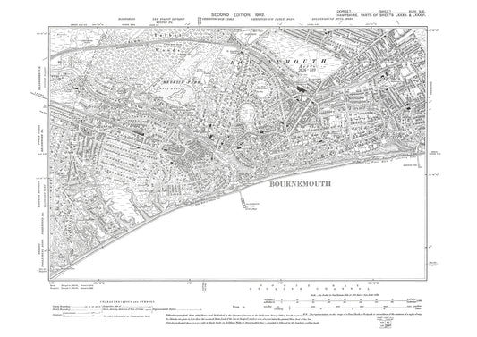 Old OS map dated 1902, showing Bournemouth in Dorset - 44SE