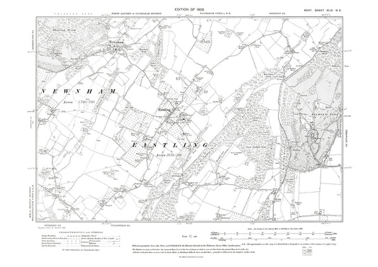 Eastling, Newnham, old map Kent 1908: 44NE