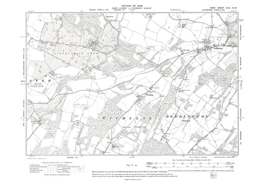 Doddington, old map Kent 1909: 44NW