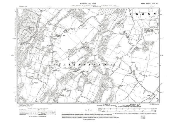 Throwley Stalisfield, old map Kent 1908: 44SE – Old Map Downloads