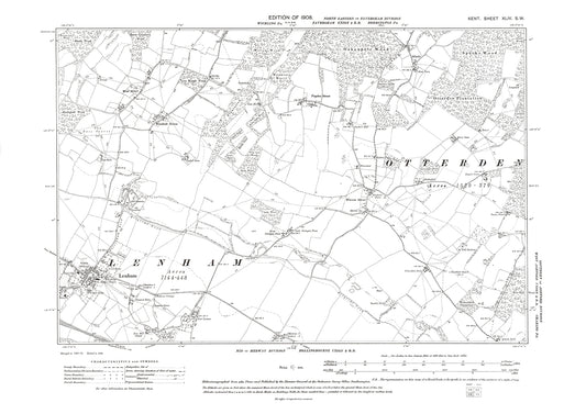 Lenham, Otterden, old map Kent 1908: 44SW