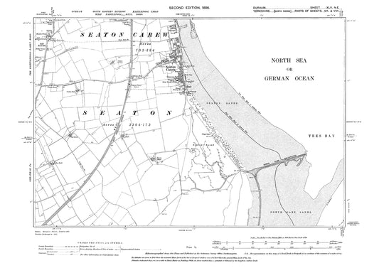 Old OS map dated 1898, showing Seaton Carew in Durham - 45NE