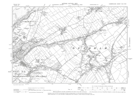 Old OS map dated 1901, showing Maryport Ellenborough, Dearham, Birkby, Crosby in Cumberland - 45NW