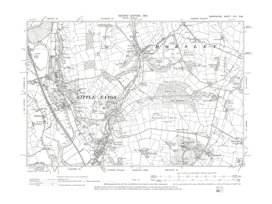 Old OS map dated 1901, showing Little Eaton, Coxbench in Derbyshire 45SW