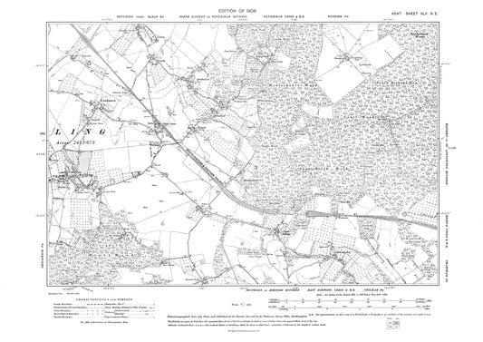 Selling, Chilham, old map Kent 1908: 45NE