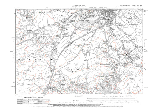 Rugeley (south), Brereton, Slitting Mill, old map Staffs 1924: 45SE