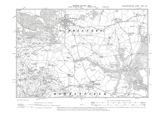 Old OS map dated 1903, showing St Briavels, Hewelsfield in Gloucestershire - 46NE