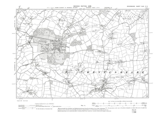 Kentisbeare, Bradfield, Old Map Devon 1906: 46SE