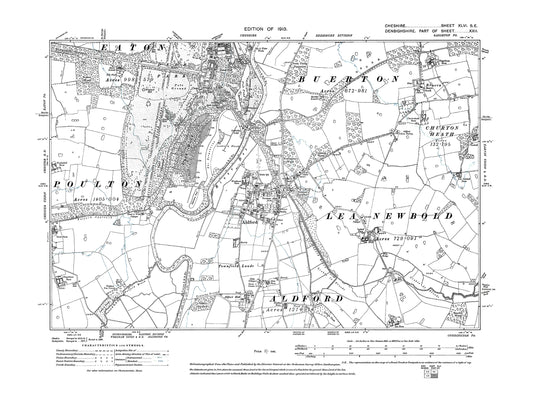 Old OS map dated 1913, showing Aldford, Eaton Park in Cheshire 46SE