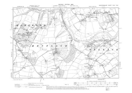 Old OS map dated 1905, showing Kings Caple, Sellack in Herefordshire - 46SW