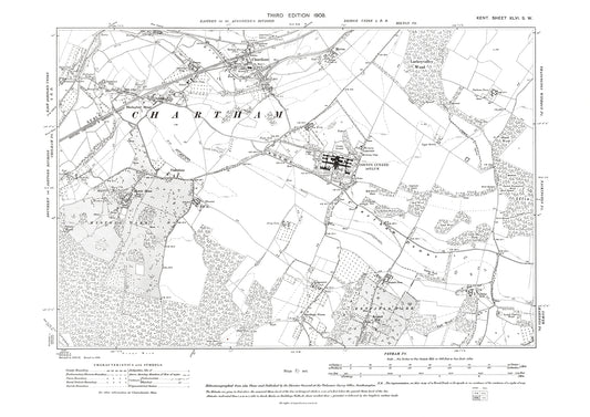 Chartham, old map Kent 1908: 46SW
