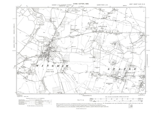 Staple, Wingham, old map Kent 1908: 47NE